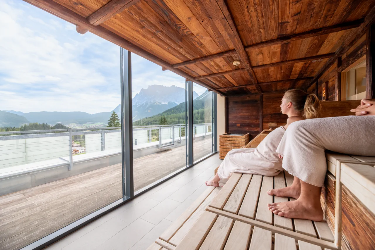 Sauna mit Panoramablick Zugspitze